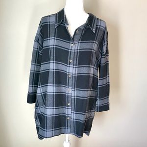 Peach Love California Black and Gray Plaid Dress